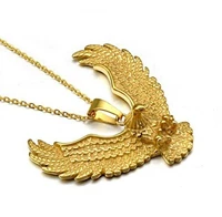 fashion personality punk biker style gold color animal eagle hawk wing pendants necklace for men jewelry