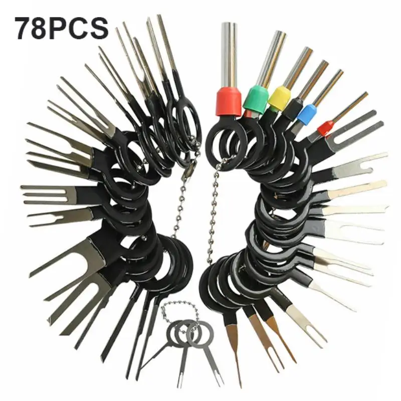 

78PCS Car Terminal Removal Tool Kit Auto Plug Terminal Removal Tool Pin Needle Retractor Pick Electrical Wire Crimp Connector