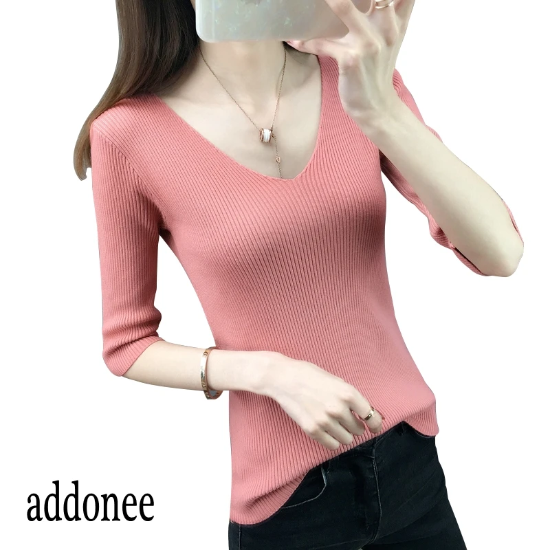 Свитер женский кашемировый шерстяной с V-образным вырезом | Женская одежда