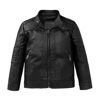 3 14 year leather childrens jacket pocket zipper girls coat jacket for boy new fashion boy clothes thickening children outwear