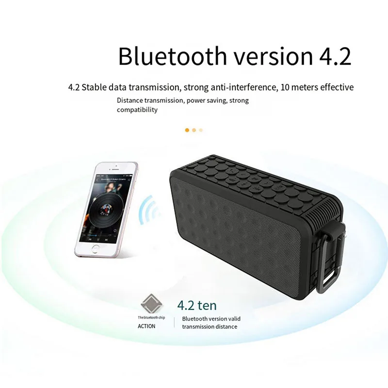 

Portable Speaker Bluetooth 5.0 outdoor speaker with TF AUX IPX7 Waterproof Music Voice Assistant can Pluggable U disk