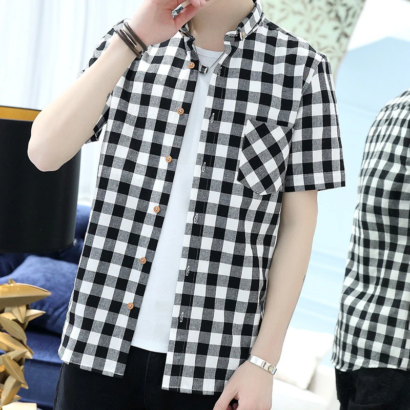 Рубашка мужская повседневная с коротким рукавом хлопок удобная дышащая модная в