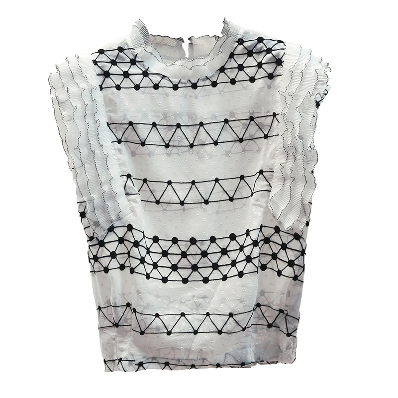 

2021 New Summer Shirt Short Sleeveless Chiffon Shirt Women's Korean Style Blouse Elegants Woman Shirts Tops Ladies Blouses Mujer