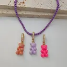 Ожерелье женское эмалированное в Корейском стиле с милой жевательной медведем воздушным шаром собакой с фианитом, ожерелье с красочными мультяшными животными, повседневные украшения, 2021