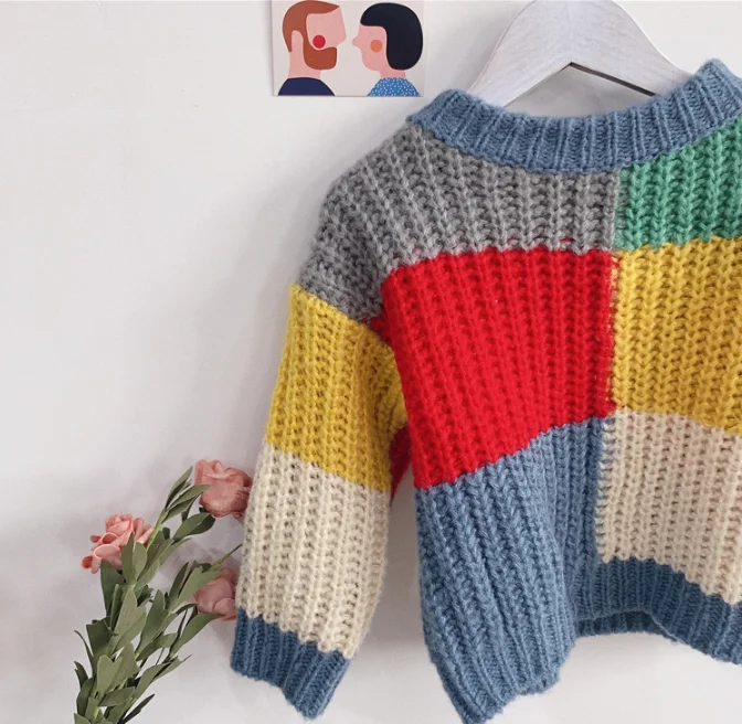 Разноцветные свитера для семьи одежда мамы и дочки свитер с принтом одинаковые