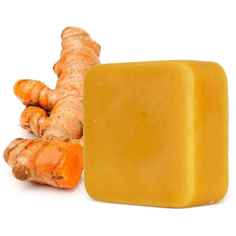 

110g Turmeric Soap Herbal Cleaning Nourishing Soap Oil-Control Whitening Acne Treatment Mite Removal Face Skin Care Soap