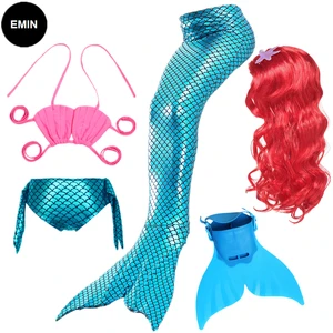 Girls Swimming Mermaid tail With Monofin Flipper Mermaid Costume Cosplay Children Swimsuit Fantasy Beach Bikini