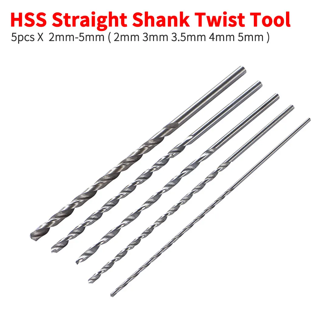 5pcs Extra Long 150mm HSS Twist Drill 2mm 3mm 3.5mm 4mm 5mm Straigth Shank Auger Wood Metal Drilling Tools Drill Bit