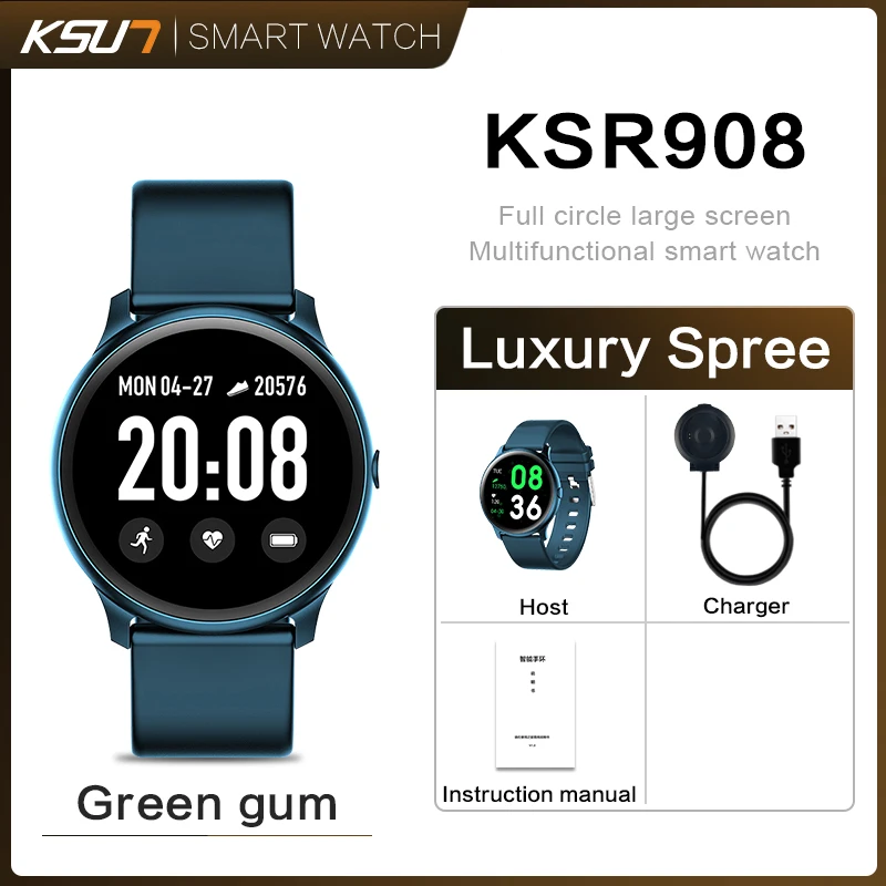 KSUN KSR908 мужские спортивные Смарт-часы с шагомером фитнес-трекер монитор сердечного ритма женские часы умные часы - Цвет: KSR908-BU