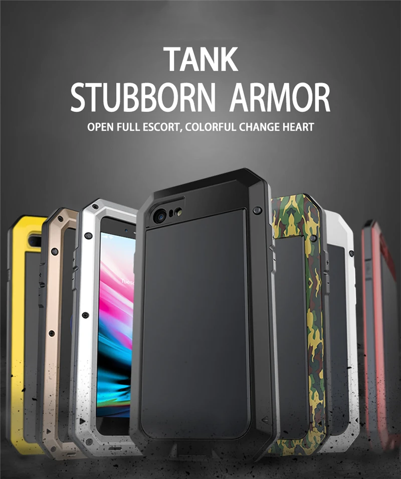 Armor Heavy Duty Protection Case for iPhone 11 360 Metal Tank Shockproof Cover for iPhone 7 8 6 6s Plus XR X Xs 11 12 Pro Max SE images - 6