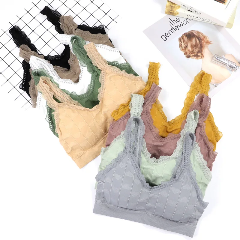 CHRLEISURE кружевной бюстгальтер с принтом в виде сердца для отдыха чашечки