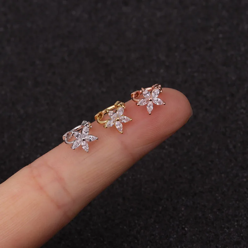 Серьга-кольцо Sellsets с фианитами для пирсинга ювелирные изделия ушной хрящ белого