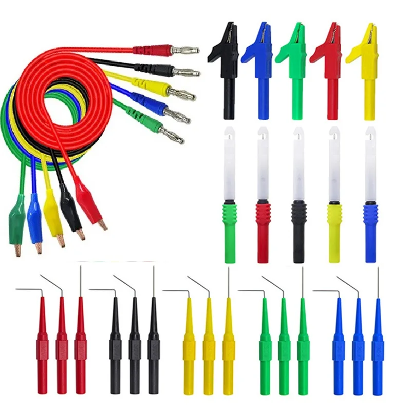 

Cleqee P1920 P1920b Alligator clip to Banana plug test lead test probe connect to 4mm banana plug for electrical back probe kit