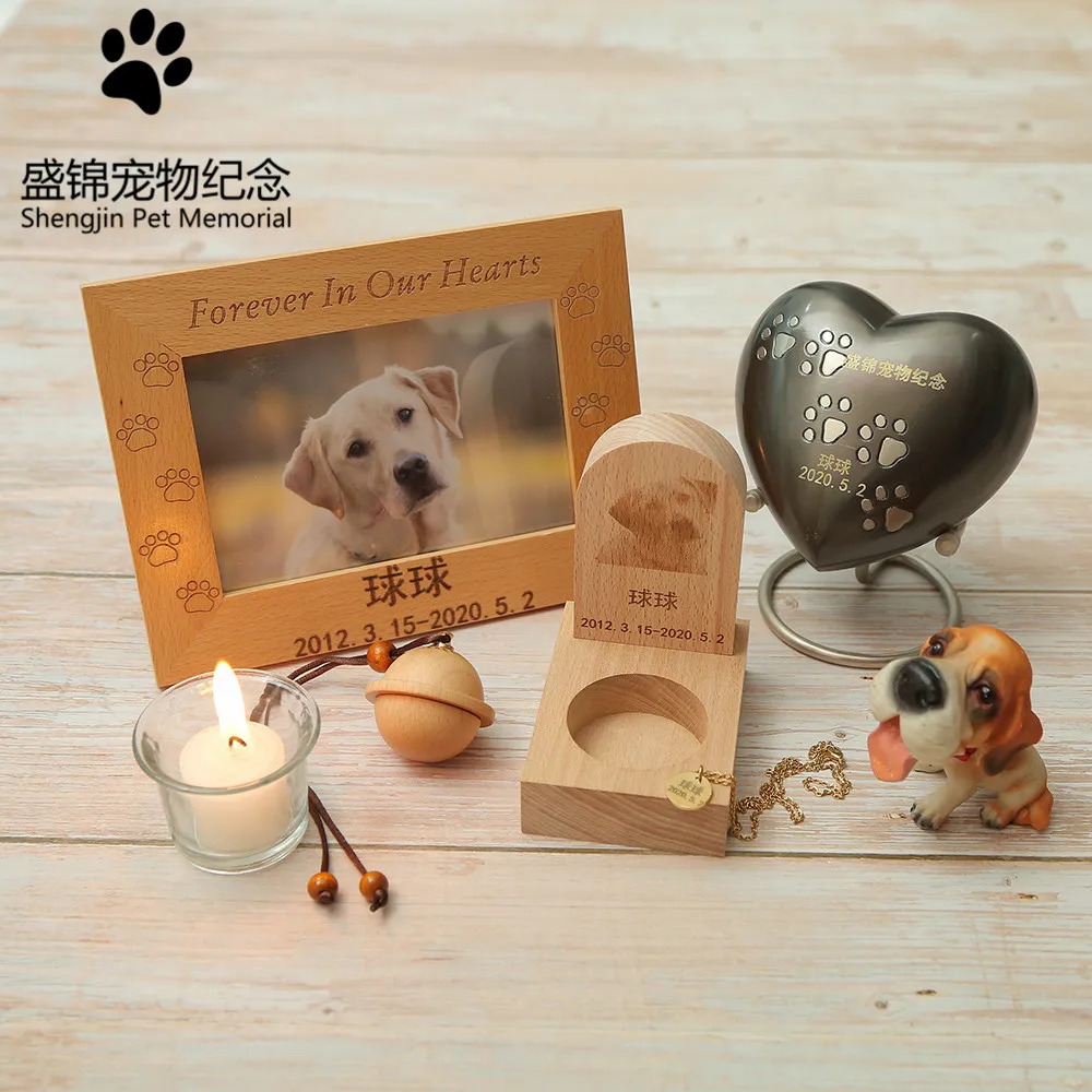 ПЭТ мемориальная Фоторамка деревянная коробка и кулон шар надгробие для памяти