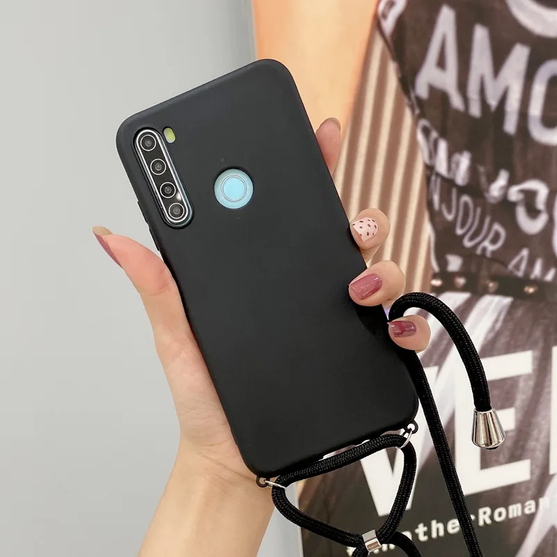 

Silicone Strap Necklace Corded Cell Phone Case for Xiaomi Redmi Note 9 9S 8 7 6 Pro 10X 9 8A 7A 6A Cord Chain Soft Cover