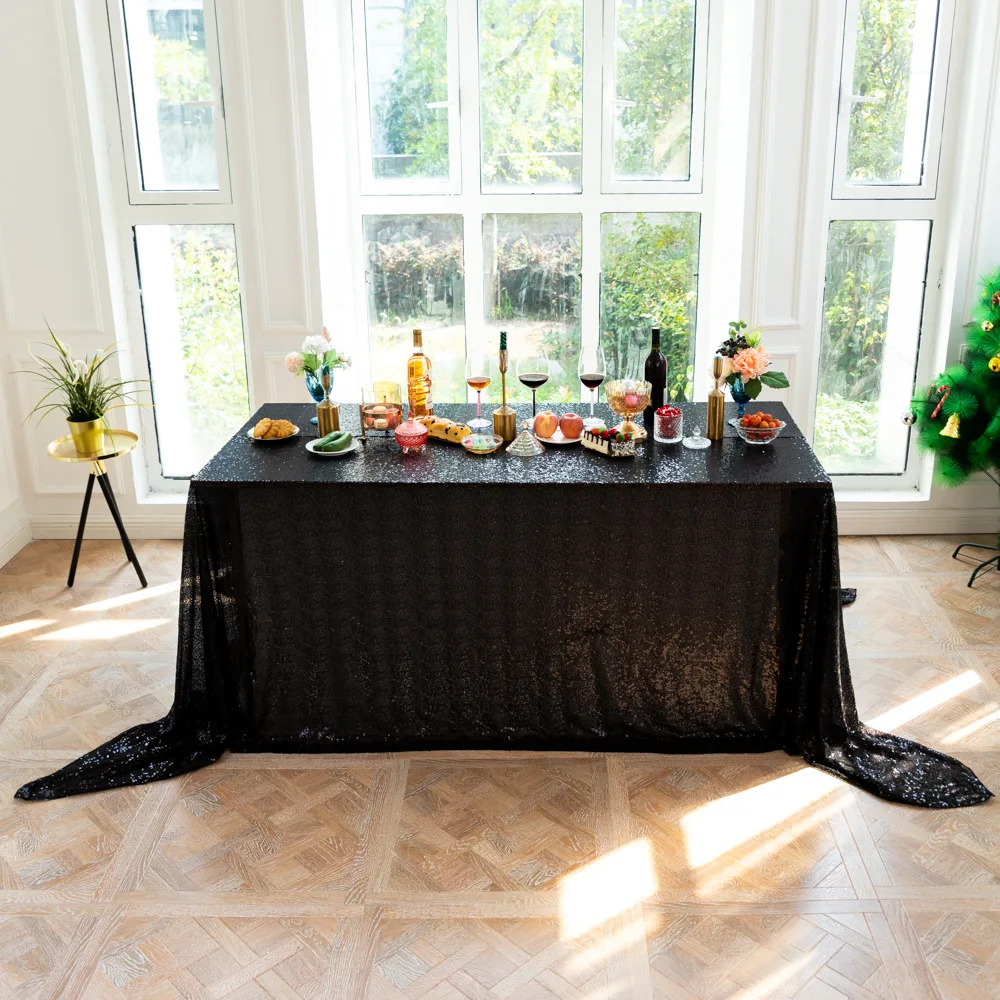 

1Pcs/lot Sequin Tablecloth Glitter Round&Rectangular Table Cloth For Wedding Decoration Party Banquet Home Decor Support Custom