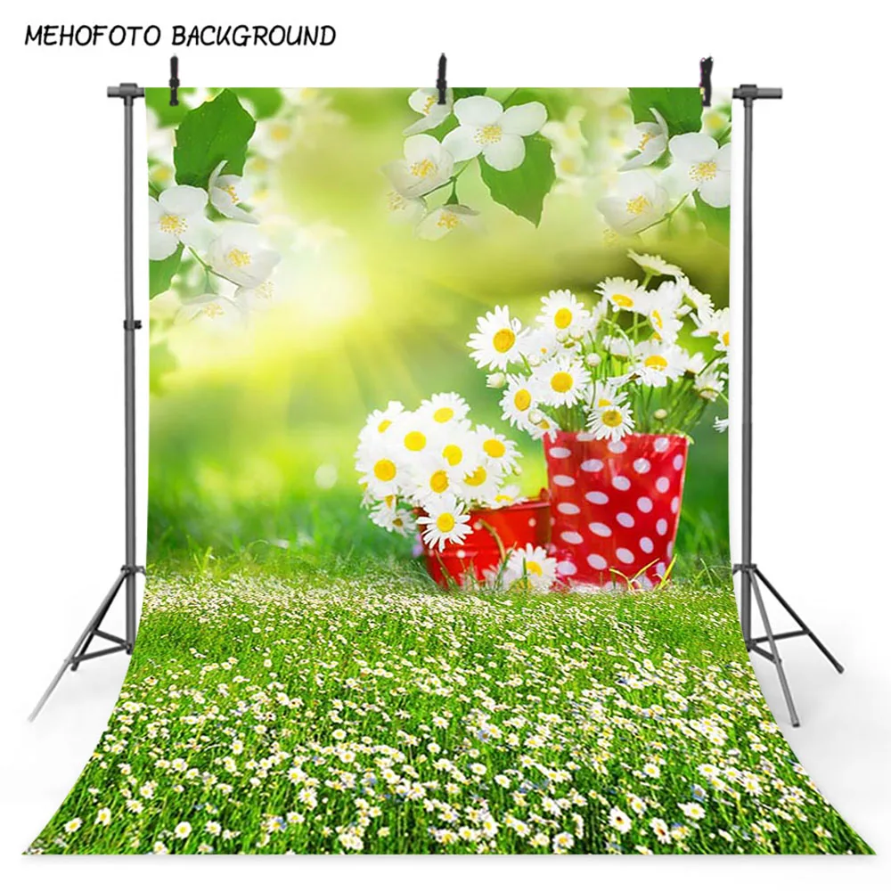 Фон для фотосъемки Mehofoto с весенним пейзажем зеленая трава пасхальный фон