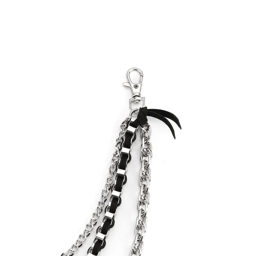 Мужской кошелек в стиле панк-рок серебристые цепочки металлический многослойный