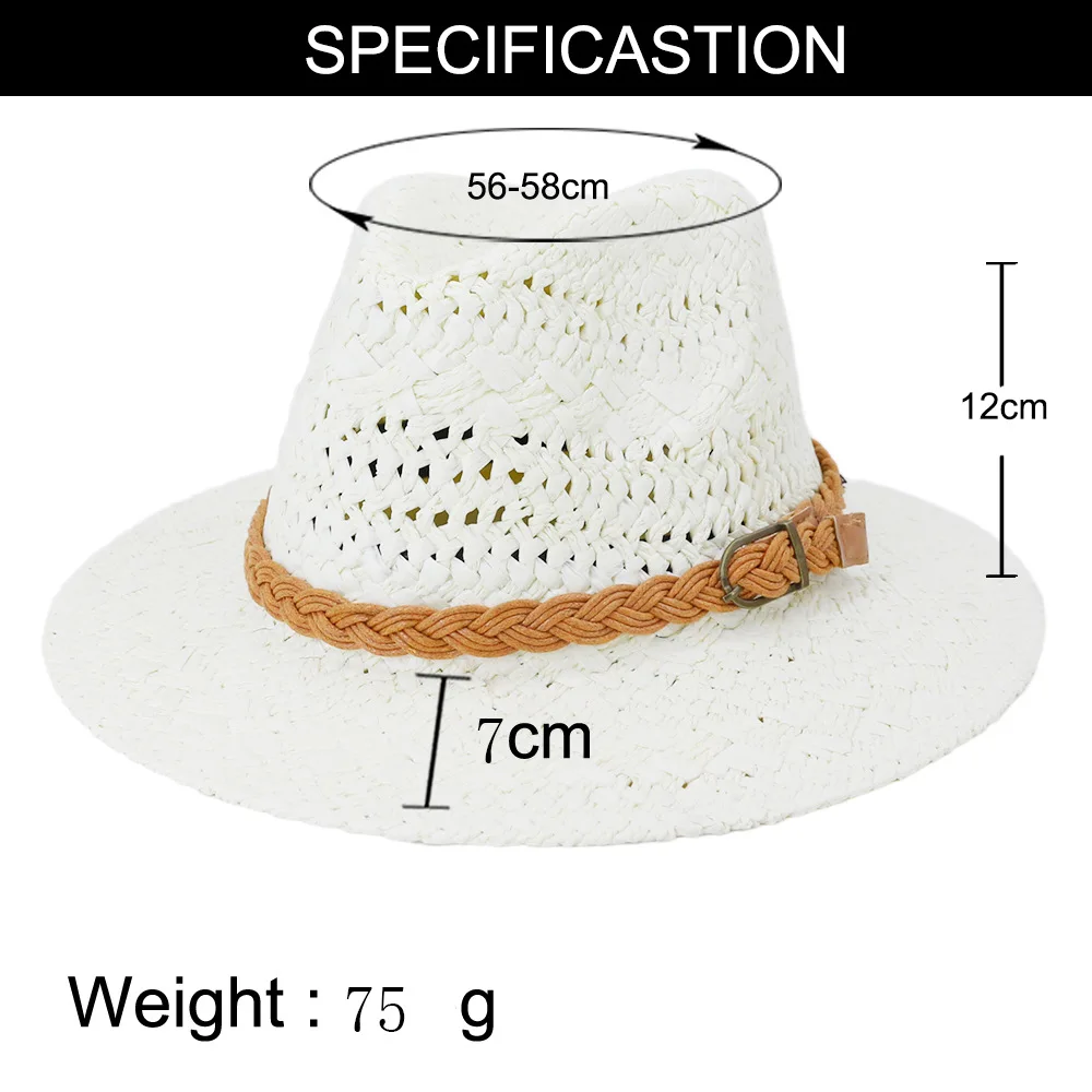 Шляпа соломенная для мужчин и женщин модная уличная Панама от солнца однотонная