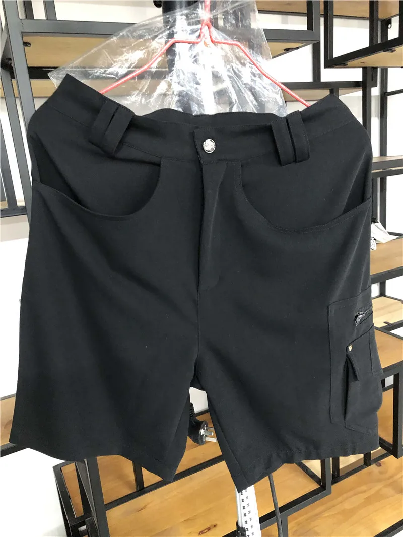 

Мужские повседневные шорты, однотонные спортивные штаны с высокой талией, повседневные короткие брюки-карго для мальчиков, черные