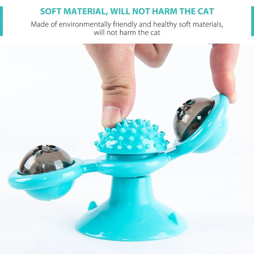 

Cat Windmill Toy Funny Massage Rotatable Cat Toys With Catnip LED Ball Teeth Cleaning Pet Products for Dropshipping