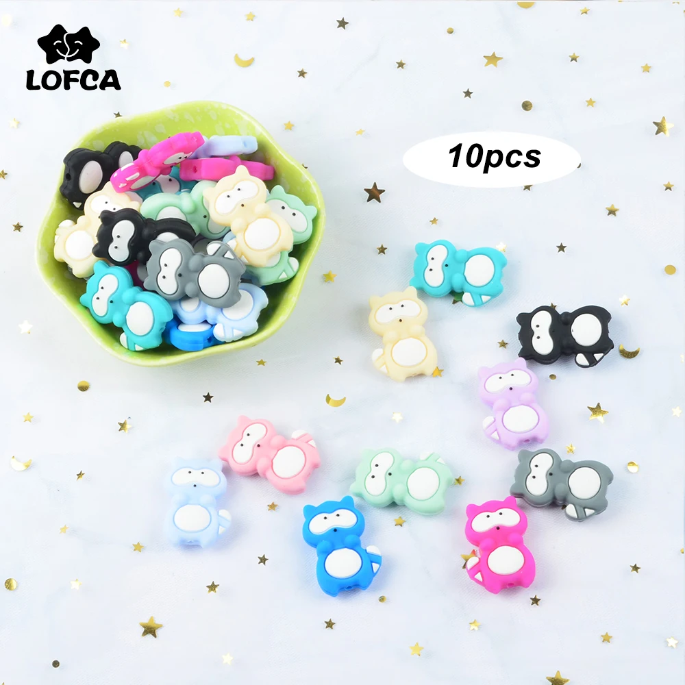 Силиконовые бусины Raccoon 10 шт./лот зубные кольца без бисфенола А в форме енота