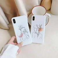 women body lines phone cases for iphone se 2020 6s 7 8 plus 12 11 13 pro max xr xs max x color blooming white silicone cover