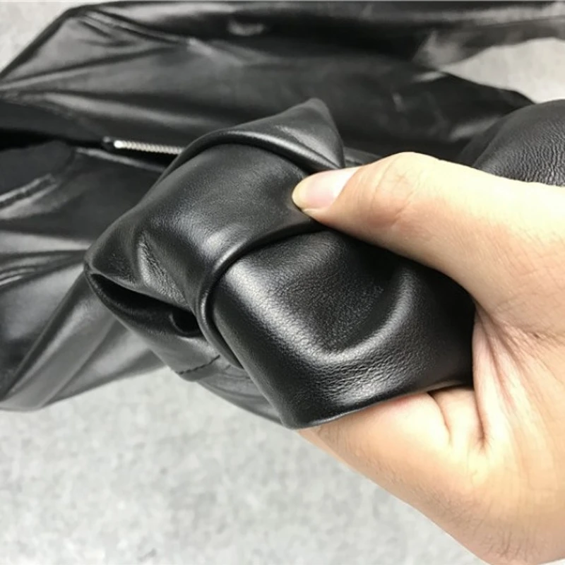 Куртка бомбер мужская из натуральной кожи приталенный пилот дубленка овечьей