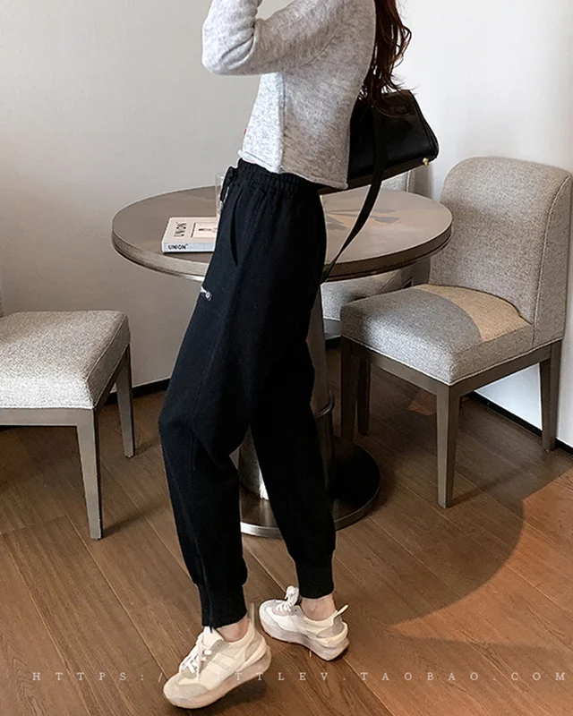 Спортивные брюки с завязкой на щиколотке женские весенне-осенние тонкие