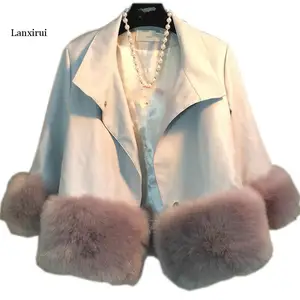 Размера плюс 3XL! Осенне-зимнее плотное пальто в стиле пэчворк из искусственной кожи, женское теплое короткое пальто из лисьего меха