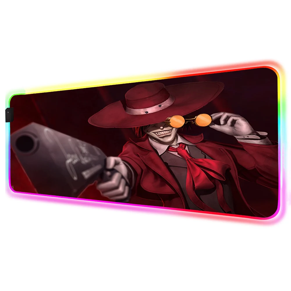 

Черный и красный alucard hellsing RGB коврик для мыши Черные Аксессуары для геймеров большой светодиодный коврик для мыши игровой стол коврик ПК сто...