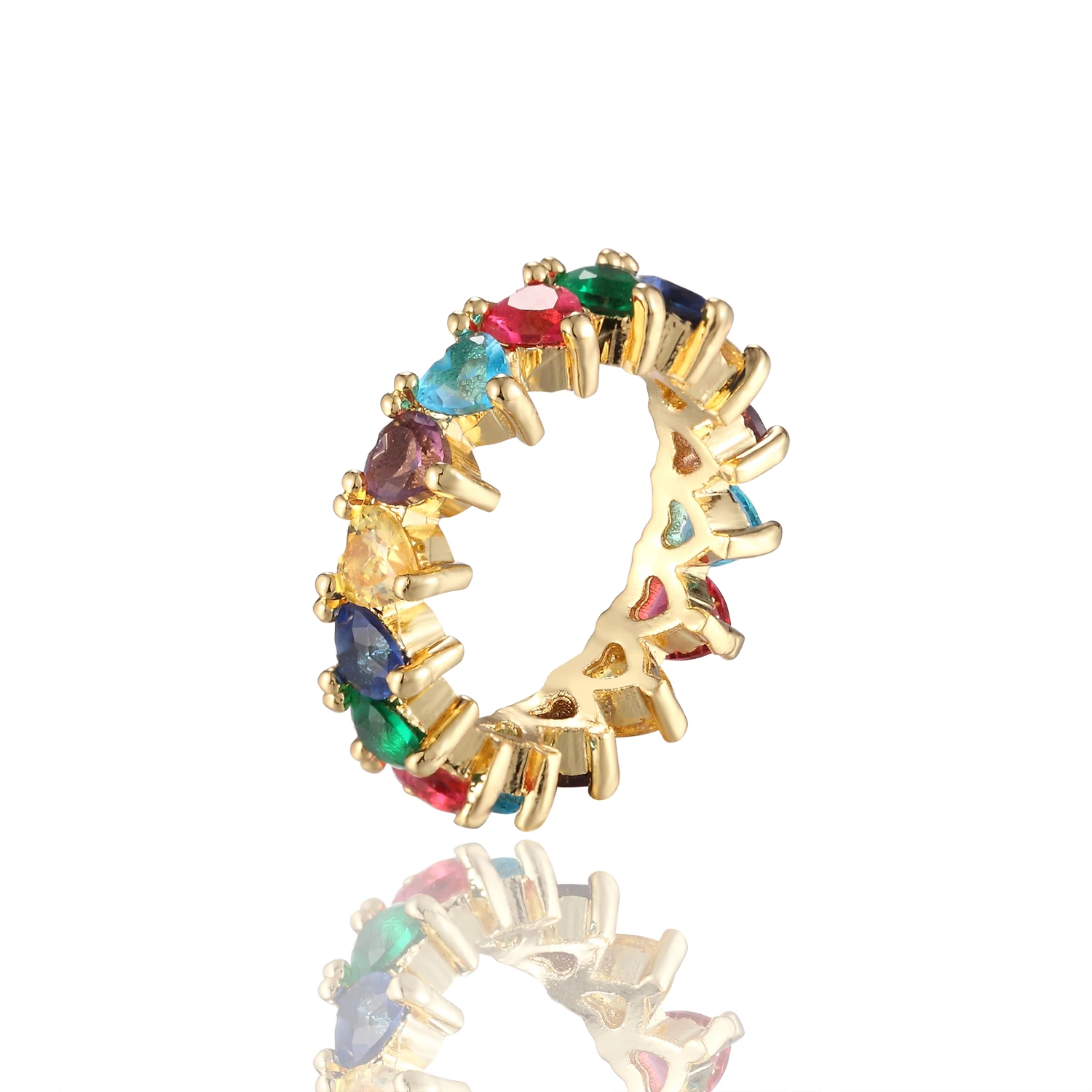 Женское кольцо из меди 585 пробы розовое золото белый цвет кубический циркон со