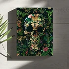 Постер с цветочным принтом черепа на холсте, в стиле бохо, с зелеными листьями, абстрактная Настенная картина для гостиной, украшение для дома