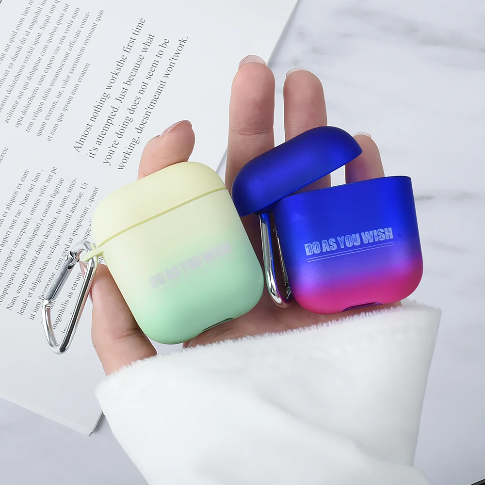 Градиентные радужные цветные кожухи головных телефонов для AirPods 2nd Aurora Жесткий Чехол для ПК Apple Airpods 1 Air Pods 2 защитный рукав