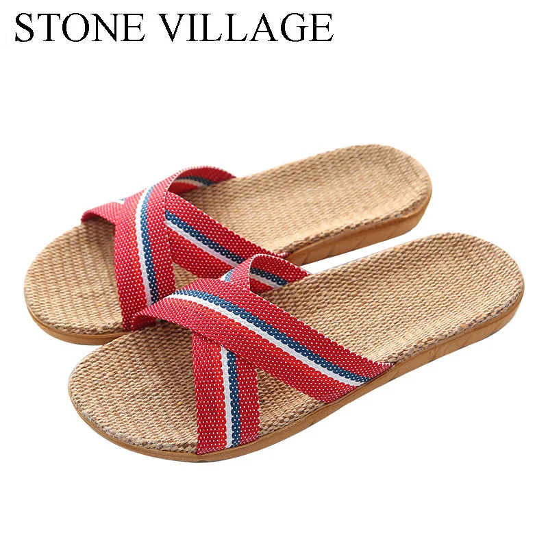 Тапки женские/мужские льняные натуральная плоская подошва Нескользящие