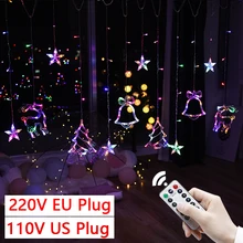 Guirnalda de luces de hadas para decoración del hogar, guirnalda de luces de Navidad, 220V/110V, 2021, Año Nuevo, 2022