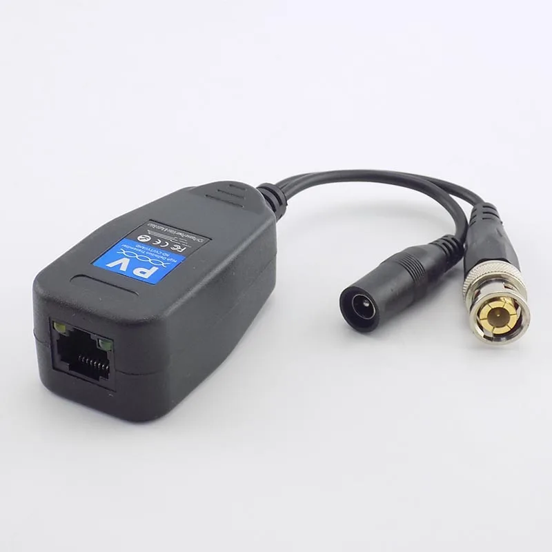 1 Pair(2pcs) Passive CCTV Coax BNC Power Video Balun Transceiver Connectors to RJ45 male for video Camera J17 | Безопасность и