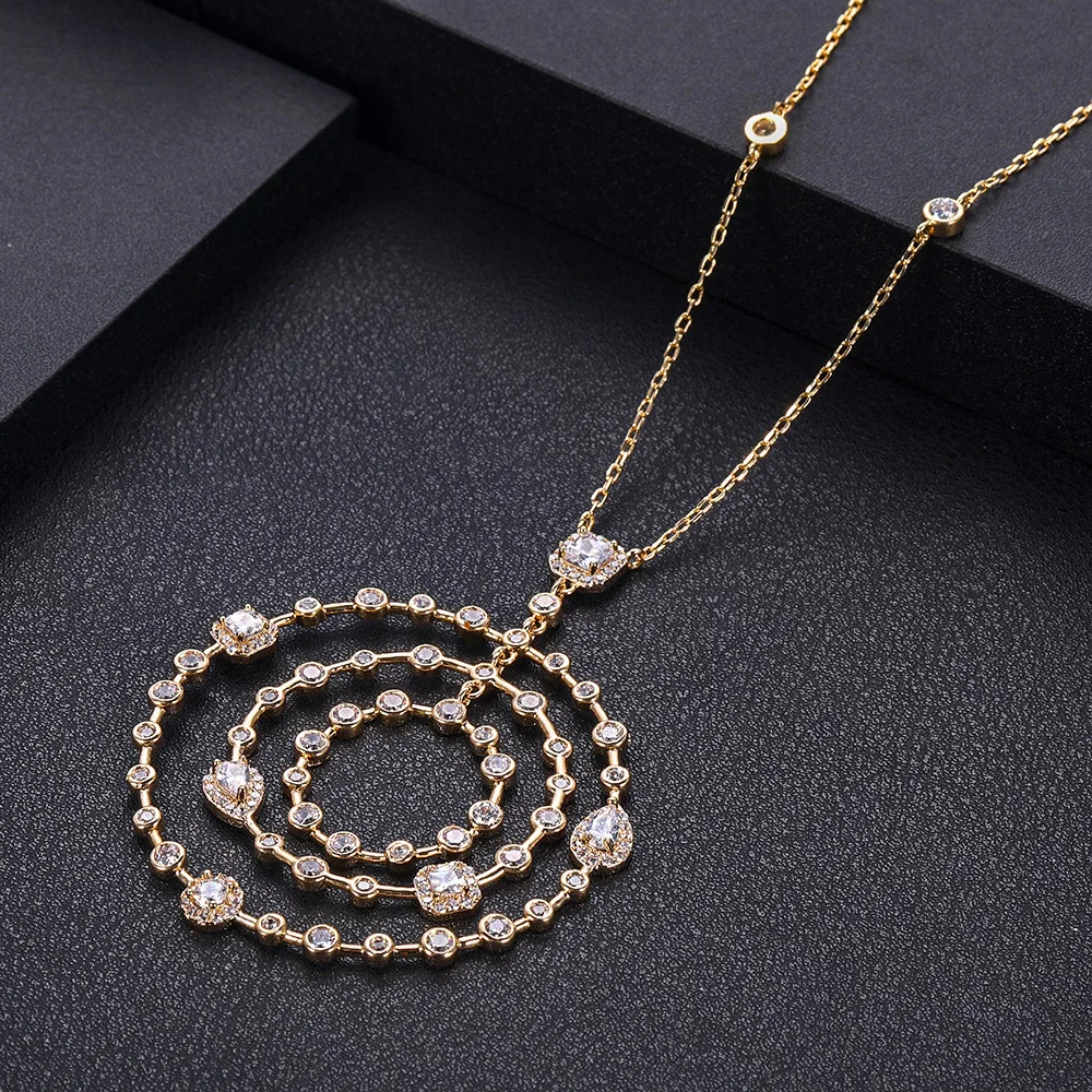 Новое модное длинное ожерелье JaneKelly с синим кубическим цирконием женские