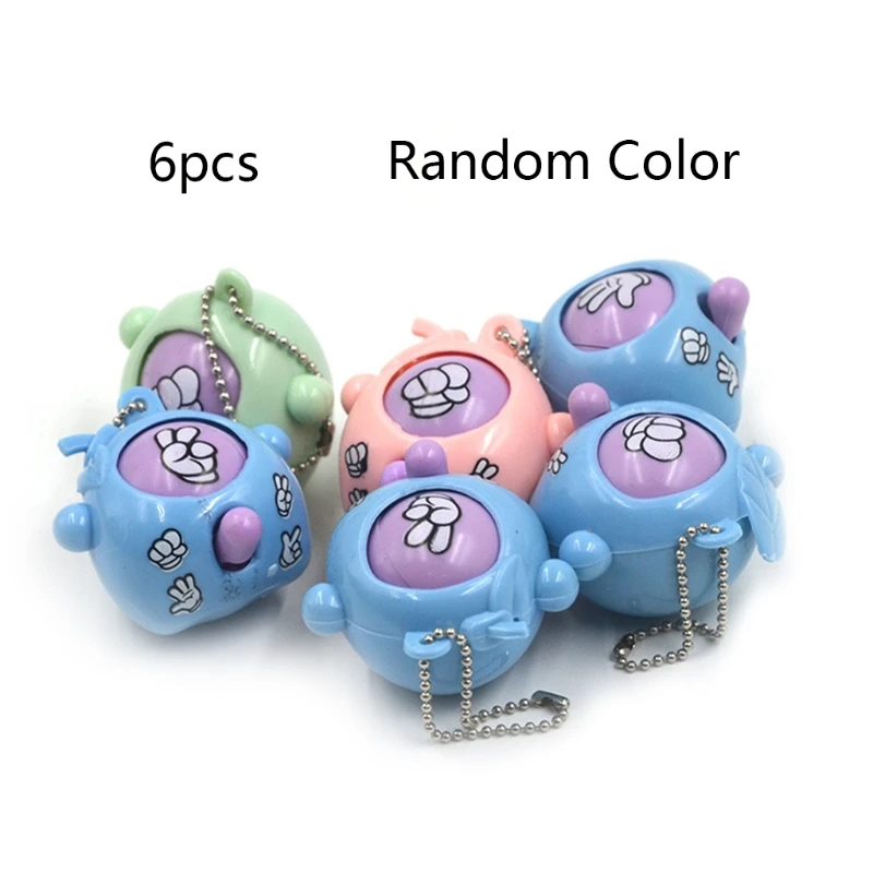 

6 Pcs Round Egg Delicate Funny Key Chain Toy, Mini Mora Rock-Paper-Scissors Play Device for Finger-guessing Game