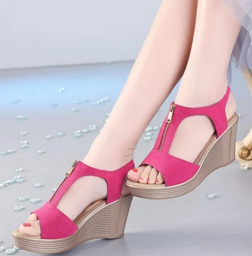

Womens Peep Toe Platform Sandals Summer Roma Suede Sexy Wedge Heel Shoes Plus Sz