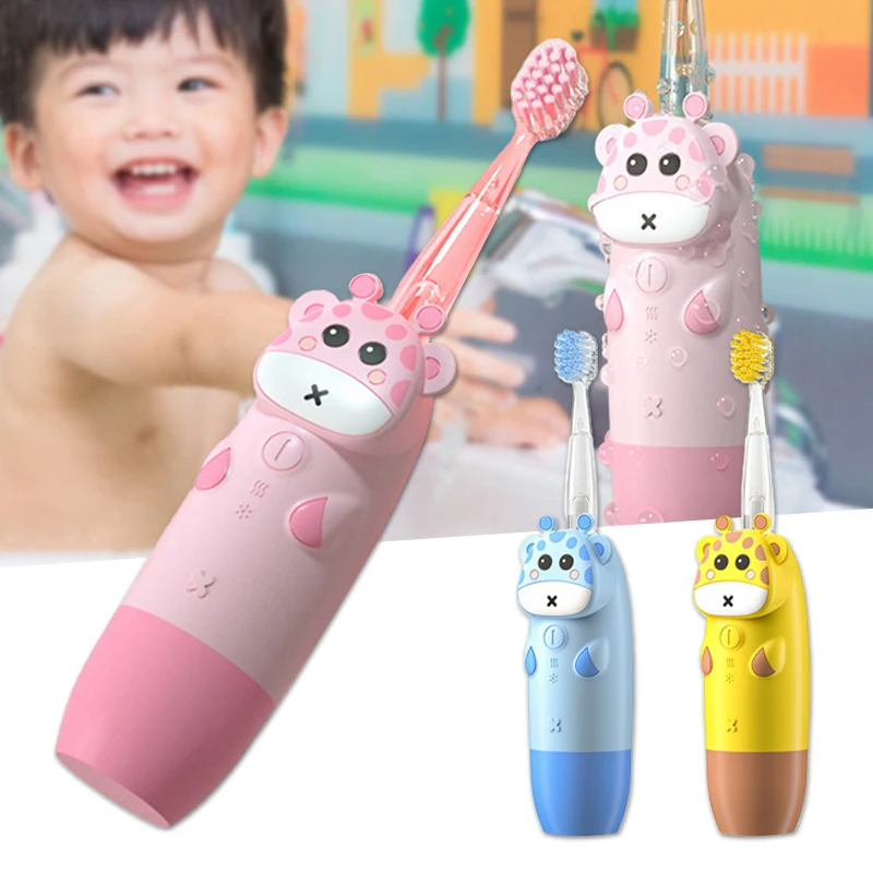 

Детская электрическая зубная щетка, милая мультяшная зубная щетка в форме животных, портативная цветная Водонепроницаемая автоматическая ...