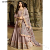 lugentolo women fashion muslim set long sleeve big swing maxi dress world apparel shawl elegant elegant muslim sets