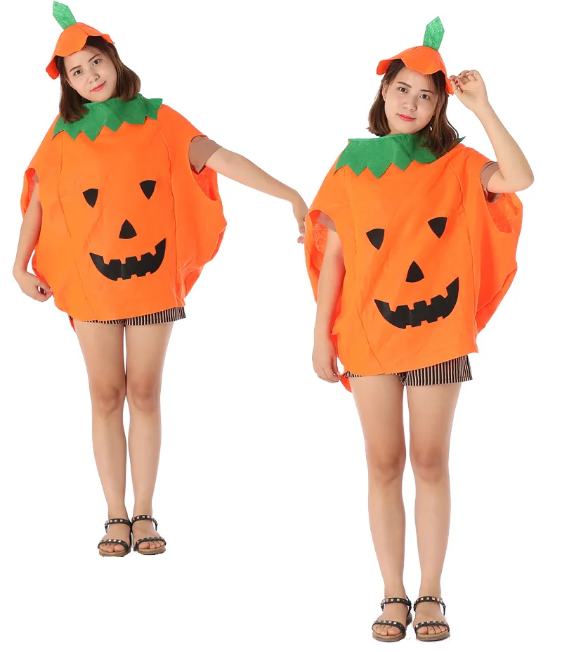 

Women Men Pumpkin Costume Halloween Costume For Adult Hat+Cloak 2-Pieces Sets Family Parent-child Party Cosplay Outfits
