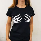 Рубашка на Хэллоуин, футболки с рисунком скелета и рук, новинка 2021, женская футболка на Хэллоуин, забавная осенняя одежда, модные топы в стиле Харадзюку, большие размеры XL