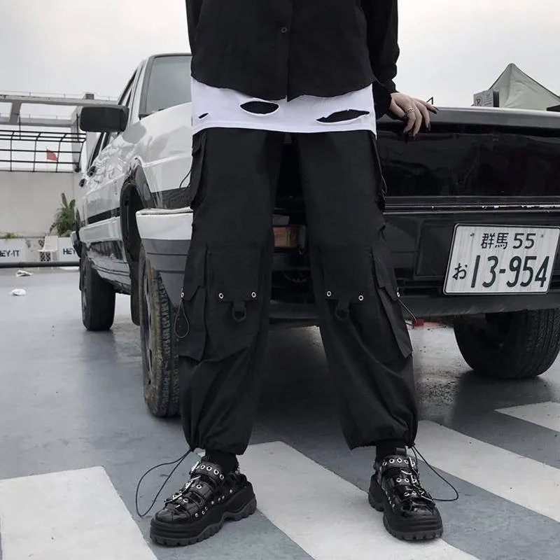 

Hip Hop Black Pants Autumn Cargo Pants Women Casual Joggers High Waist Loose Female Trousers Japanese Pants Streetwear Females