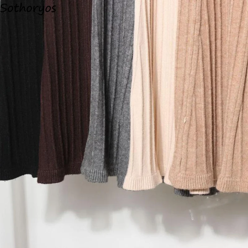 

Skirts Women 2020 Winter Long High Waist Solid Simple All-match Kawaii Skirt Womens Trendy Ulzzang Elegant Ladies Moda Mujer