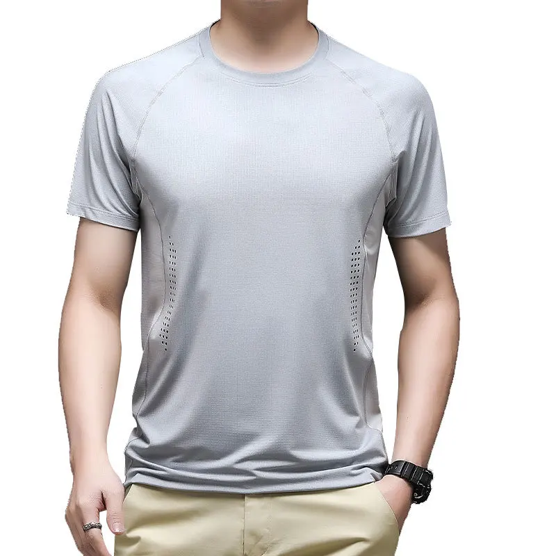 

The new ice silk t-shirts men 2021 round collar loose summer sports fitness leisure