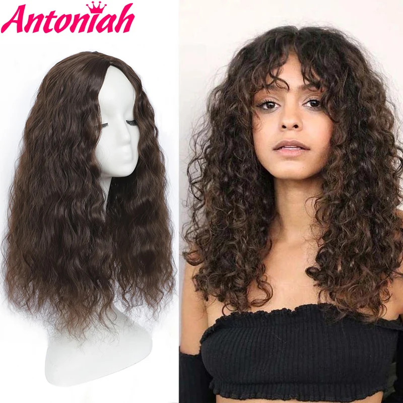 Antoniah 20 ''Зажимы Для волнистых волос в верхней части одна штука Haipiece черная