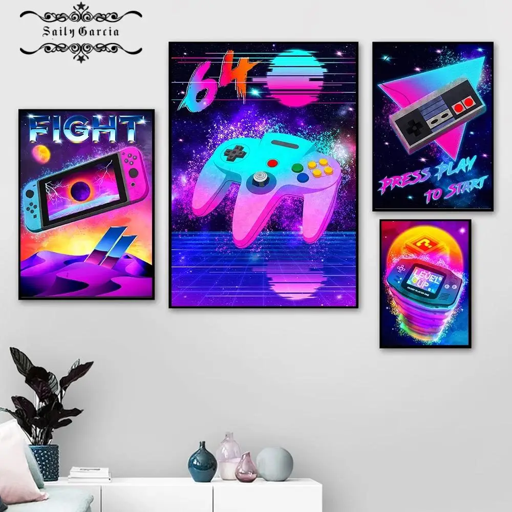 

Game Poster Purple Canvas Painting Gaming Art Print Gamer Poster and Prints Nordic Wall Picture for Playroom Boy Room Decoration