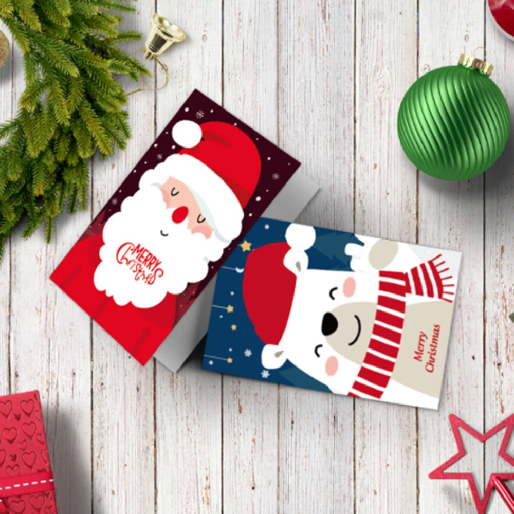 

10Pcs Creative Mini Christmas Greeting Cards Kids Christmas Blessing Cards New Year Postcard Gift Card Xmas Party